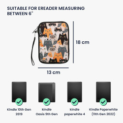 Kwmobile housse de protection pour liseuse - étui de protection 17 x 12 x 2 cm pour e-reader en néoprène - orange-noir-blanc