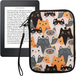 Kwmobile housse de protection pour liseuse - étui de protection 17 x 12 x 2 cm pour e-reader en néoprène - orange-noir-blanc