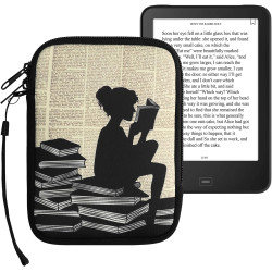 Kwmobile housse de protection pour liseuse - étui de protection 17 x 12 x 2 cm pour e-reader en néoprène - noir-beige