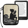 Kwmobile housse de protection pour liseuse - étui de protection 17 x 12 x 2 cm pour e-reader en néoprène - noir-beige