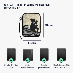 Kwmobile housse de protection pour liseuse - étui de protection 17 x 12 x 2 cm pour e-reader en néoprène - noir-beige