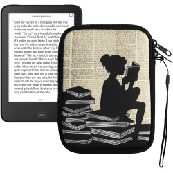 Kwmobile housse de protection pour liseuse - étui de protection 17 x 12 x 2 cm pour e-reader en néoprène - noir-beige