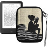Kwmobile housse de protection pour liseuse - étui de protection 17 x 12 x 2 cm pour e-reader en néoprène - noir-beige