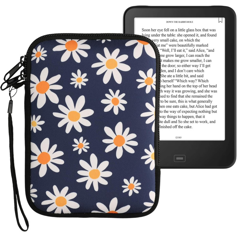 kwmobile Housse de Protection pour Liseuse - Étui de Protection 17 x 12 x 2 cm pour E-Reader en Néoprène - Bleu-Blanc-Jaune