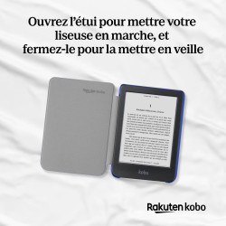 Étui SleepCover Basique pour Kobo Clara Colour/BW | Bleu de Cobalt | Technologie de Mise en Veille/réveil | Cuir végan | Compati