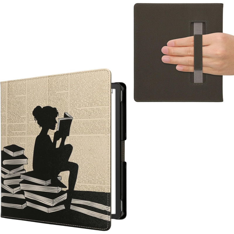Kwmobile étui compatible avec amazon kindle scribe (2022/2024) coque - étui à rabat magnétique tablette ereader similicuir avec 