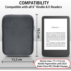 Mygadget pochette en néoprène pour tablette jusqu'à 6 pouces [ 16,5 x 12,5 cm ] – housse de protection compatible avec kindle pa
