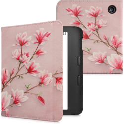 kwmobile Étui Compatible avec Kobo Libra 2 Coque - Étui à Rabat magnétique Tablette eReader Similicuir avec Sangle - Rose Clair-