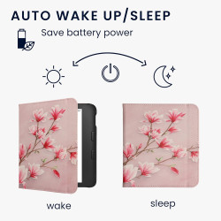 kwmobile Étui Compatible avec Kobo Libra 2 Coque - Étui à Rabat magnétique Tablette eReader Similicuir avec Sangle - Rose Clair-