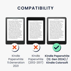 Kwmobile étui compatible avec amazon kindle paperblanc (2024)/colorsoft coque - étui à rabat magnétique tablette ereader similic