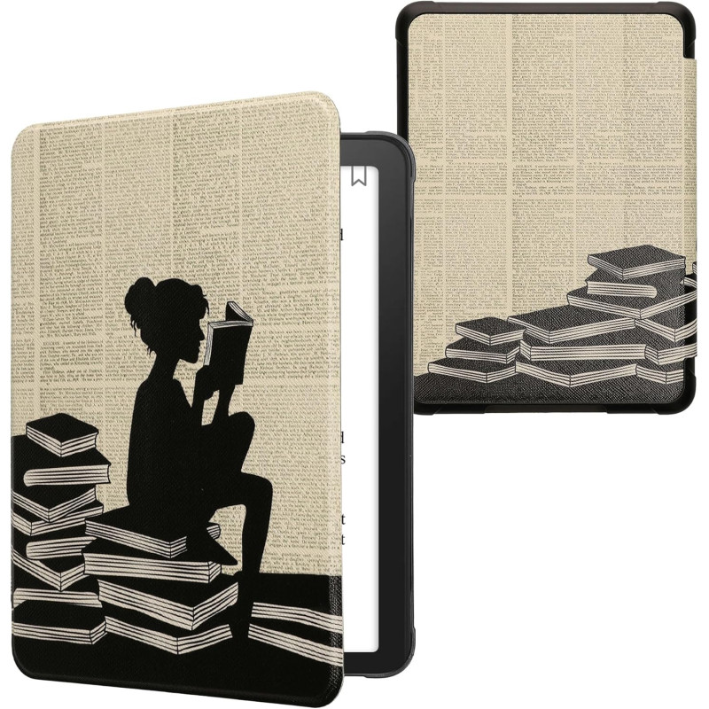 Kwmobile étui compatible avec amazon kindle paperblanc (2024)/colorsoft coque - étui à rabat magnétique tablette ereader similic