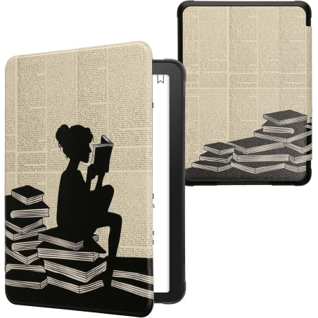 Kwmobile étui compatible avec amazon kindle paperblanc (2024)/colorsoft coque - étui à rabat magnétique tablette ereader similic
