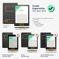 Kwmobile etui compatible avec kindle paperblanc 11e génération - étui à rabat magnétique tablette ereader similicuir pour kindle