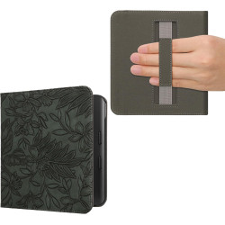 kwmobile Étui Compatible avec Kobo Libra Colour Coque - Étui à Rabat magnétique Tablette eReader Similicuir avec Sangle - Vert