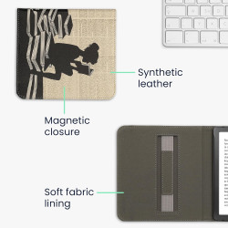 Kwmobile étui compatible avec kobo libra colour coque - étui à rabat magnétique tablette ereader similicuir avec sangle - noir-b