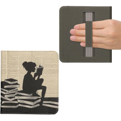 Kwmobile étui compatible avec kobo libra colour coque - étui à rabat magnétique tablette ereader similicuir avec sangle - noir-b
