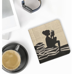 Kwmobile étui compatible avec kobo libra colour coque - étui à rabat magnétique tablette ereader similicuir avec sangle - noir-b