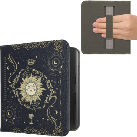 kwmobile Étui Compatible avec Kobo Libra Colour Coque - Étui à Rabat magnétique Tablette eReader Similicuir avec Sangle - Bleu f