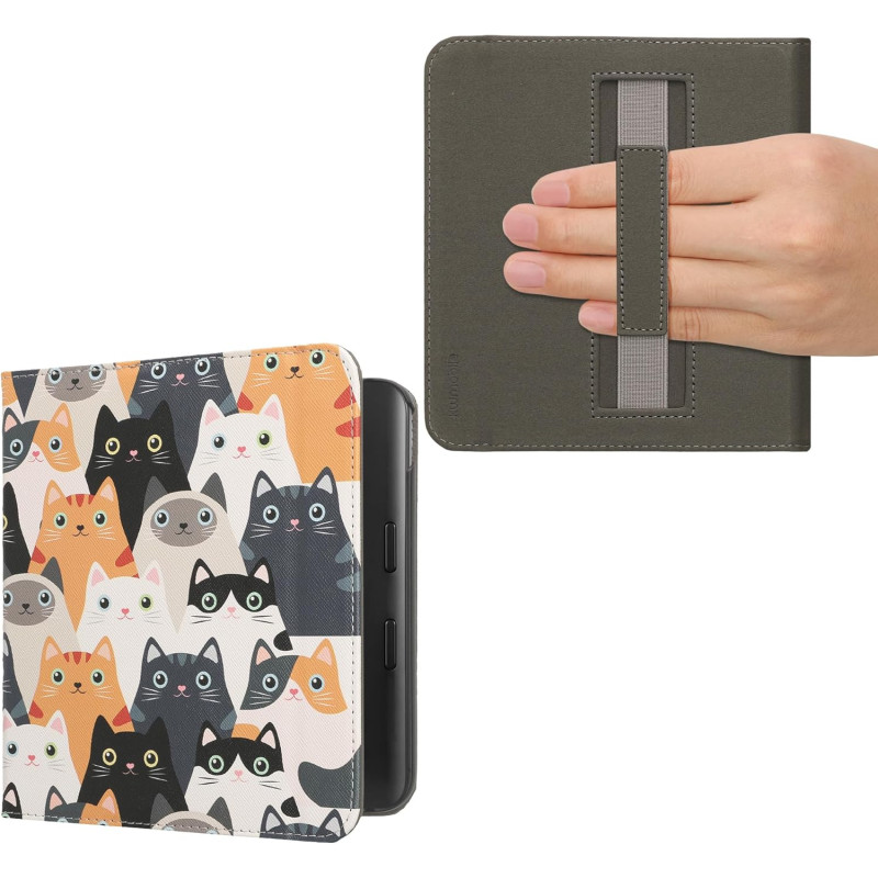 Kwmobile étui compatible avec kobo libra colour coque - étui à rabat magnétique tablette ereader similicuir avec sangle - orange