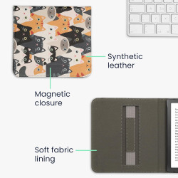 Kwmobile étui compatible avec kobo libra colour coque - étui à rabat magnétique tablette ereader similicuir avec sangle - orange