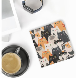 Kwmobile étui compatible avec kobo libra colour coque - étui à rabat magnétique tablette ereader similicuir avec sangle - orange