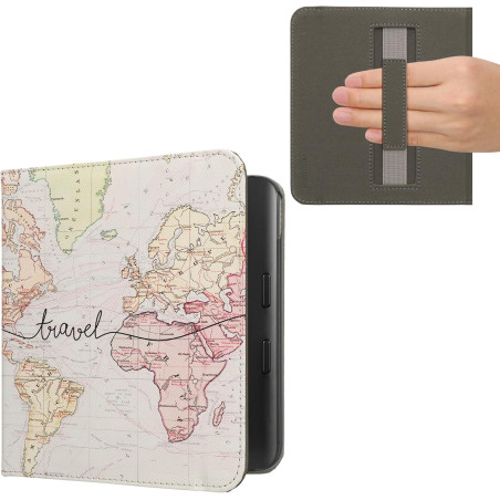 kwmobile Étui Compatible avec Kobo Libra Colour Coque - Étui à Rabat magnétique Tablette eReader Similicuir avec Sangle - Noir-M
