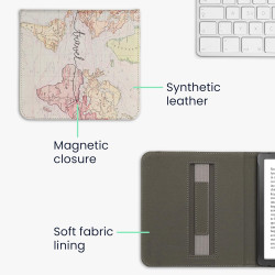 kwmobile Étui Compatible avec Kobo Libra Colour Coque - Étui à Rabat magnétique Tablette eReader Similicuir avec Sangle - Noir-M