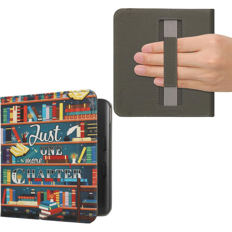 kwmobile Étui Compatible avec Kobo Libra Colour Coque - Étui à Rabat magnétique Tablette eReader Similicuir avec Sangle - Multic