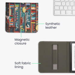 kwmobile Étui Compatible avec Kobo Libra Colour Coque - Étui à Rabat magnétique Tablette eReader Similicuir avec Sangle - Multic
