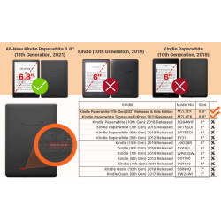 Étui pour liseuse kindle paperblanc 6,8" (11e génération 2021), en cuir synthétique de qualité supérieure avec dragonne de révei