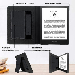 Étui pour liseuse kindle paperblanc 6,8" (11e génération 2021), en cuir synthétique de qualité supérieure avec dragonne de révei