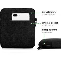 MyGadget Pochette Nylon pour Tablette jusqu'à 7 Pouces - Protection pour 17 x 14,5 cm - ex. Kindle Oasis 9e & 10e Génération - N