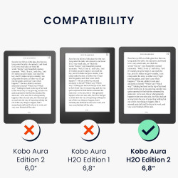 kwmobileÉtui Compatible avec Kobo Aura H2O Edition 2 Coque - Étui à Rabat magnétique tabletteeReader Similicuir - Gris