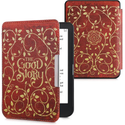 Kwmobile étui compatible avec kobo clara hd coque - étui à rabat magnétique tablette ereader similicuir avec sangle - jaune-oran