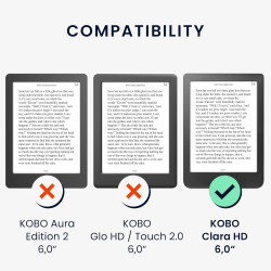 Kwmobile étui compatible avec kobo clara hd coque - étui à rabat magnétique tablette ereader similicuir avec sangle - jaune-oran