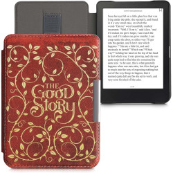 Kwmobile étui compatible avec kobo clara hd coque - étui à rabat magnétique tablette ereader similicuir avec sangle - jaune-oran