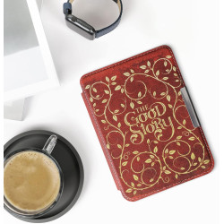 Kwmobile étui compatible avec kobo clara hd coque - étui à rabat magnétique tablette ereader similicuir avec sangle - jaune-oran