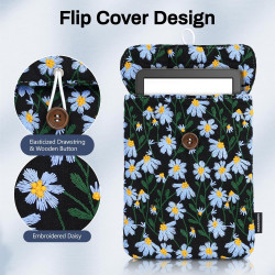 Dadanism 6-7 pouces liseuses housse sac avec broderie florale de marguerites pour 7" nouveau kindle paperblanc/colorsoft signatu