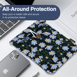 Dadanism 6-7 pouces liseuses housse sac avec broderie florale de marguerites pour 7" nouveau kindle paperblanc/colorsoft signatu
