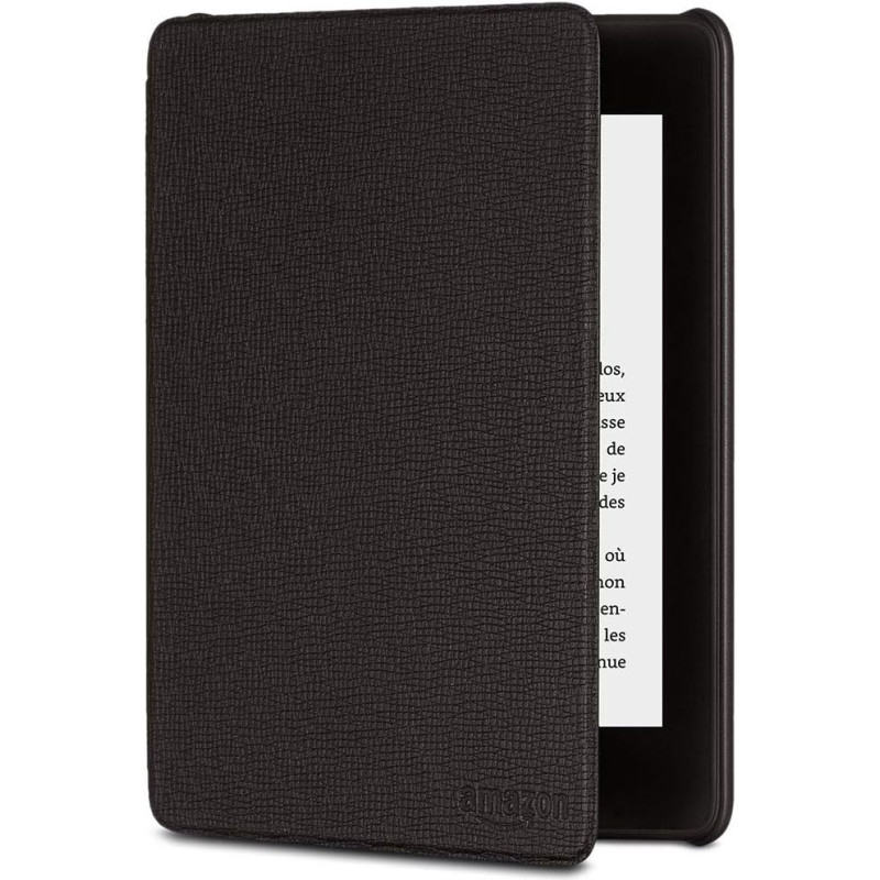 Étui amazon en cuir pour kindle paperblanc (10ème génération - modèle 2018), noir