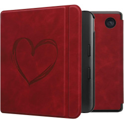 kwmobileÉtui Compatible avec Kobo Libra Colour Coque - Étui à Rabat magnétique tabletteeReader Similicuir - Rouge foncé