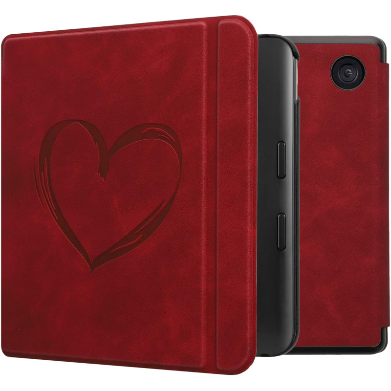 kwmobileÉtui Compatible avec Kobo Libra Colour Coque - Étui à Rabat magnétique tabletteeReader Similicuir - Rouge foncé