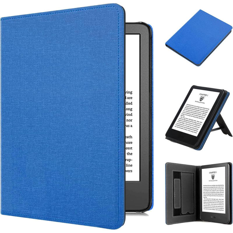 Housse eReader 6 pouces 2024/2022, étui en cuir PU premium avec fonction automatique de veille/réveil, poignée pliable, support 