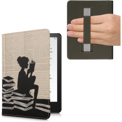 Kwmobile etui compatible avec kindle paperblanc 11e génération - étui à rabat magnétique tablette ereader similicuir avec sangle