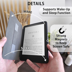 Mygadget housse pour kindle paperblanc 12e génération [ 2024 - sa569p - 7 pouces ] - etui nylon poignée élastique - flip case ti
