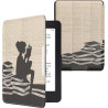 Kwmobile étui compatible avec amazon kindle paperblanc coque - étui à rabat magnétique tablette ereader similicuir - noir-beige