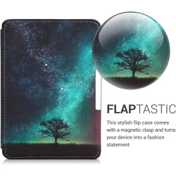 Kwmobile étui compatible avec amazon kindle paperblanc coque - étui à rabat magnétique tablette ereader similicuir - bleu-gris-n