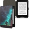 Kwmobile étui compatible avec amazon kindle paperblanc coque - étui à rabat magnétique tablette ereader similicuir - bleu-gris-n