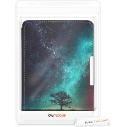 Kwmobile étui compatible avec amazon kindle paperblanc coque - étui à rabat magnétique tablette ereader similicuir - bleu-gris-n