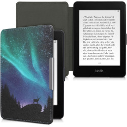 Kwmobile étui compatible avec amazon kindle paperblanc coque - étui à rabat magnétique tablette ereader similicuir - turquoise-b